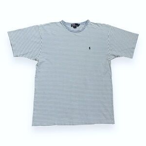 VTG 90s Men’s Periwinkle Striped Short Sleeve Cotton Knit Short Sleeve Shirt